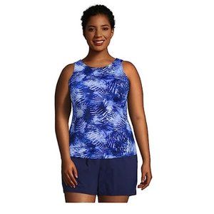 Lands' End Blue Patterned Bikini Top